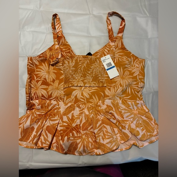 Boho Chic NWT Tropical Resort Sweetheart Neckline Peplum Hem XL Tank Top - Picture 6 of 6